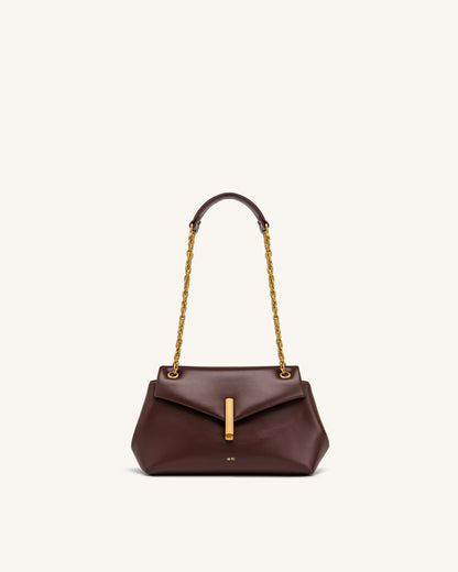 Valerie Chain Flap Shoulder Bag - Dark Brown | JW PEI