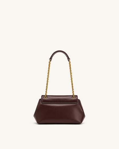 Valerie Chain Flap Shoulder Bag - Dark Brown | JW PEI