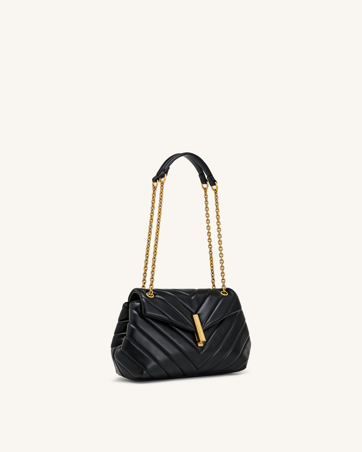 Valerie Quilted Chain Flap Shoulder Bag - Black | JW PEI