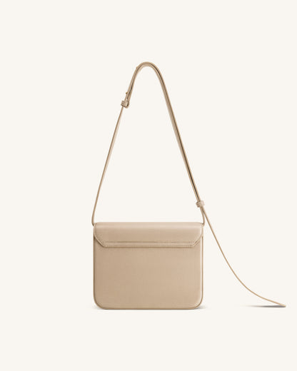 Evania Lock Pebbled Shoulder Bag - Khaki | JW PEI