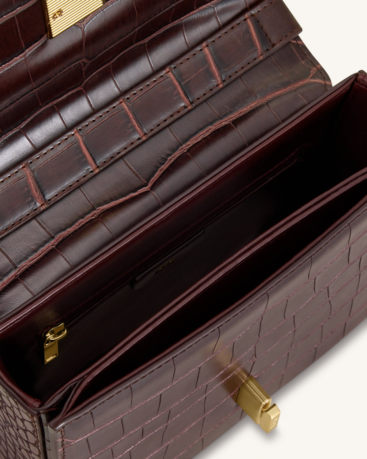 Evania Lock Shoulder Bag - Burgundy Croc | JW PEI