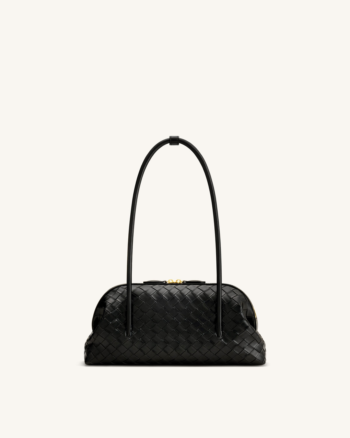 Aveline Woven Textured Shoulder Bag - Black | JW PEI