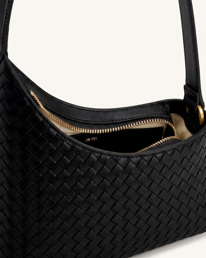 Lyra Woven Shoulder Bag - Black | JW PEI