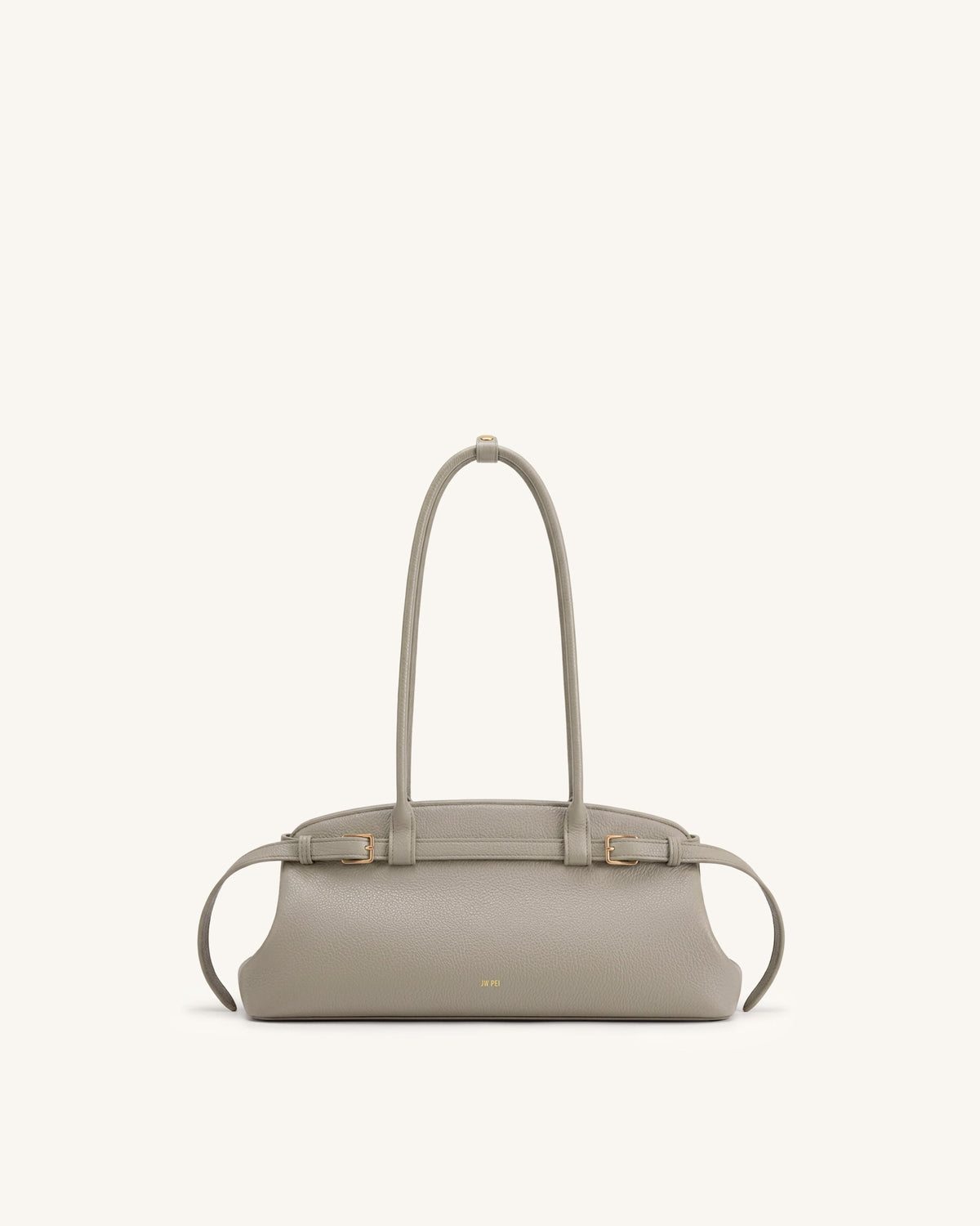 Arden Pebbled Belt Detail East-West Shoulder Bag - Taupe | JW PEI