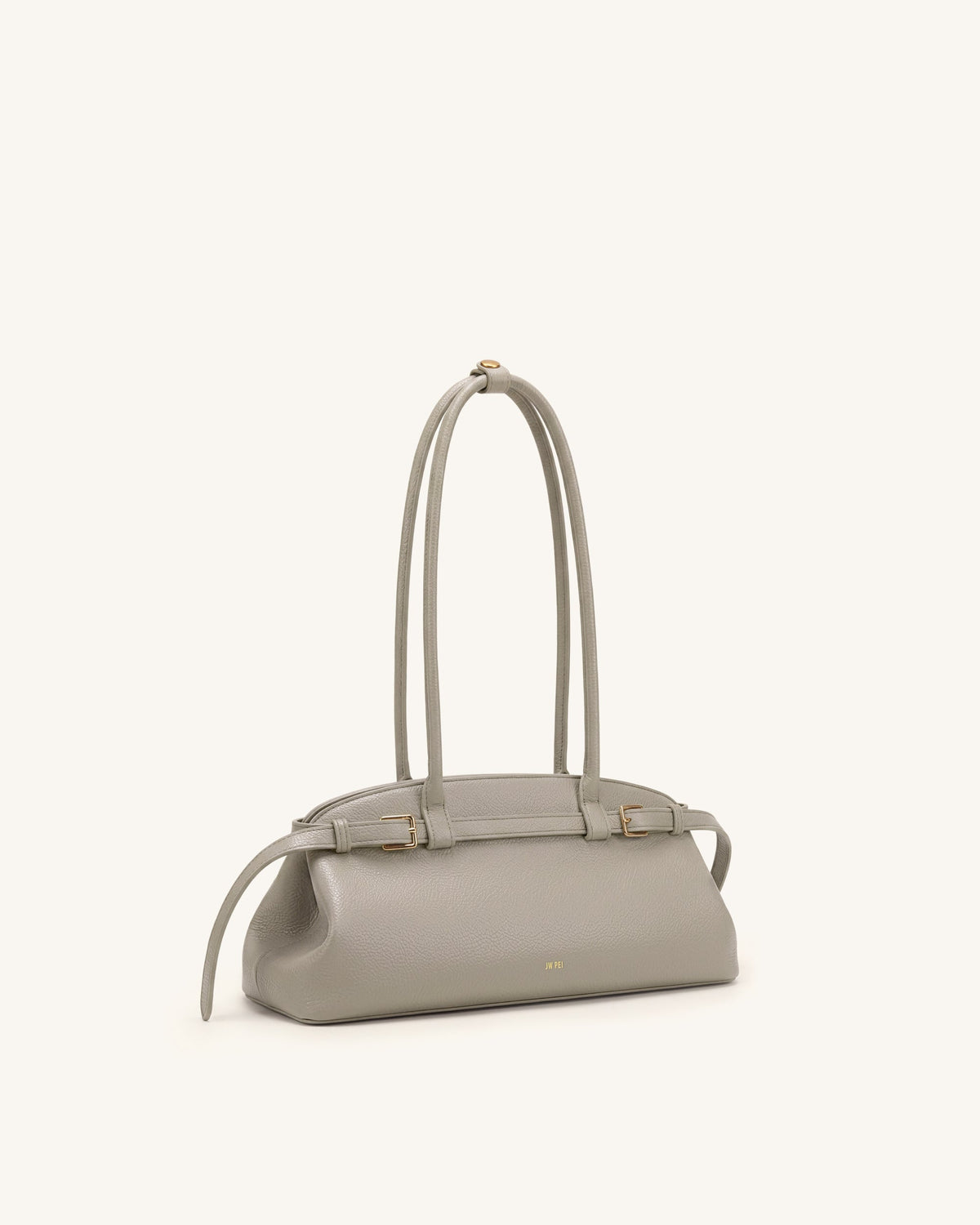 Arden Pebbled Belt Detail East-West Shoulder Bag - Taupe | JW PEI