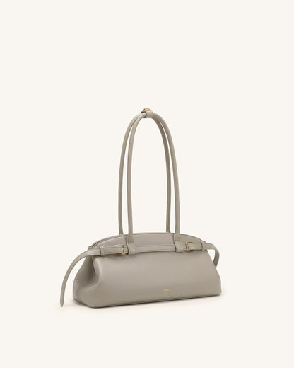 Arden Pebbled Belt Detail East-West Shoulder Bag - Taupe | JW PEI