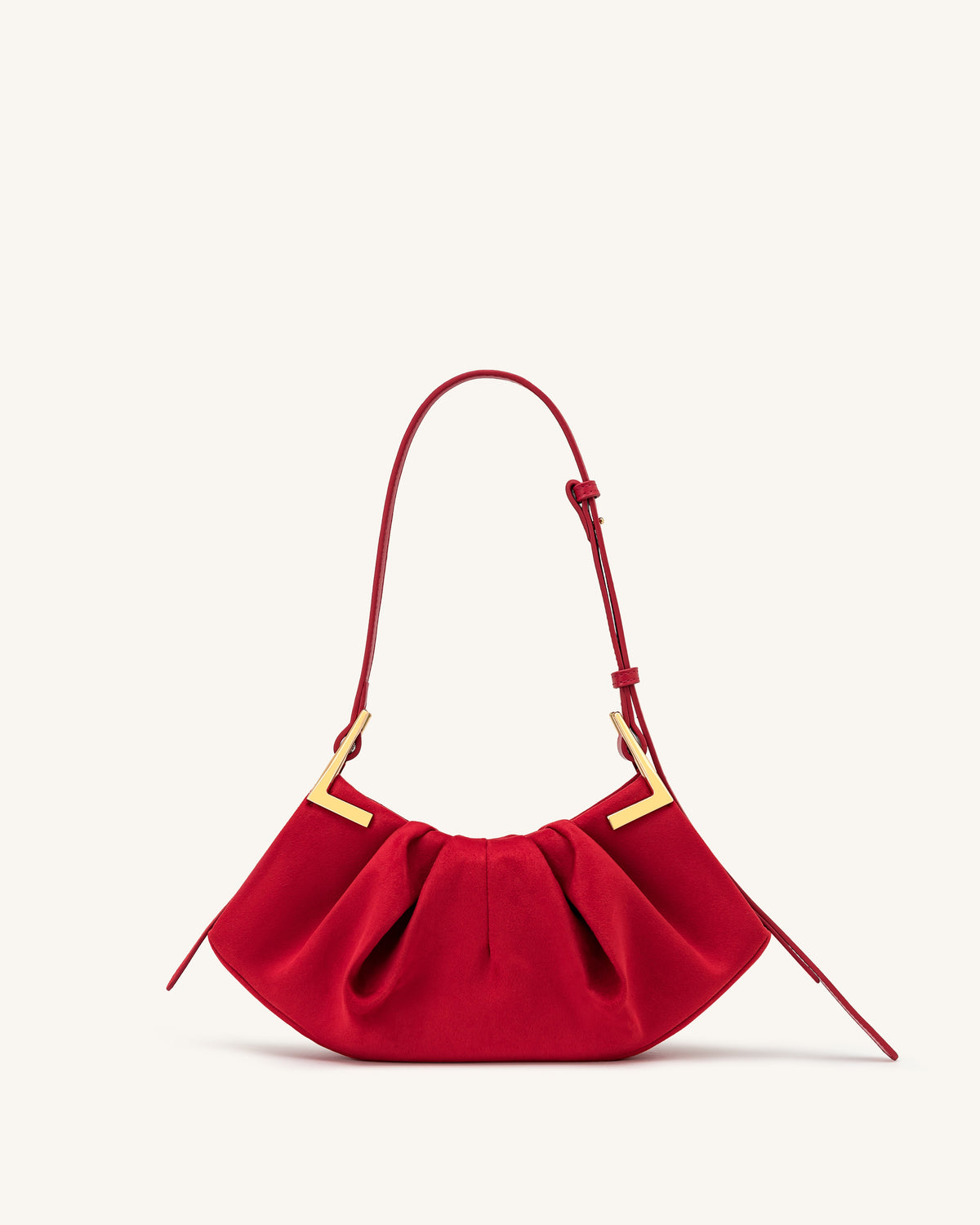 Amelia Faux Suede Pleated Shoulder Bag - Red | JW PEI