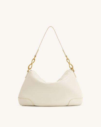 Jayla Metal Pendant Embellished Shoulder Bag - White | JW PEI