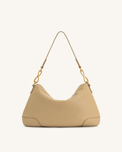 Jayla Metal Pendant Embellished Shoulder Bag - Khaki | JW PEI
