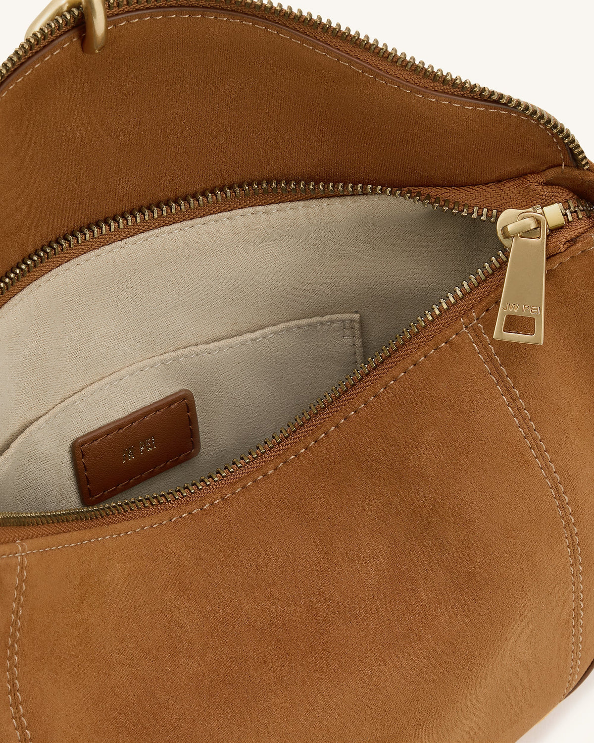 Jayla Faux Suede Metal Pendant Embellished Shoulder Bag - Brown | JW PEI