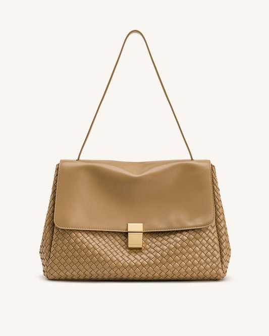 Hilary Woven Shoulder Bag - Camel | JW PEI