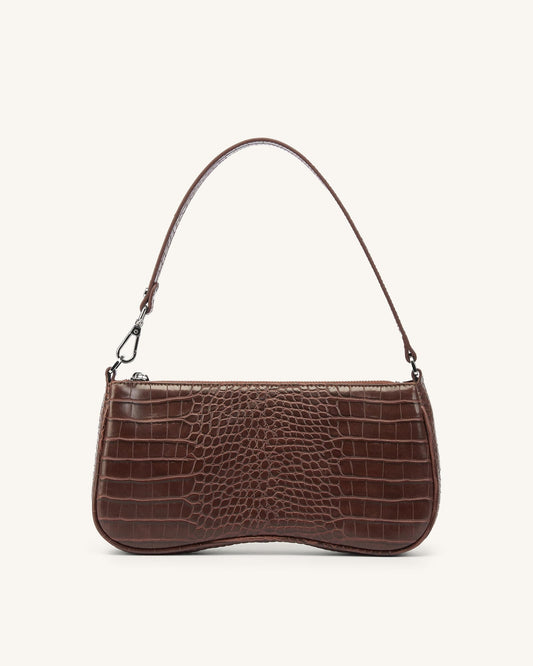 Eva Shoulder Handbag - Brown Croc | JW PEI