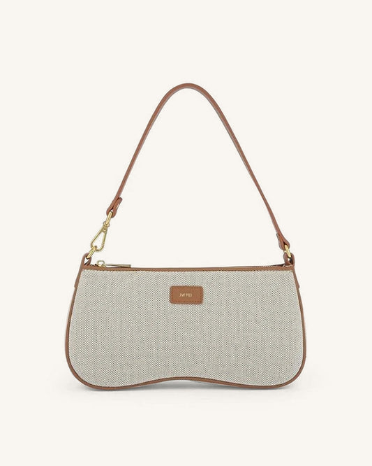 Eva Shoulder Handbag - Beige Canvas | JW PEI
