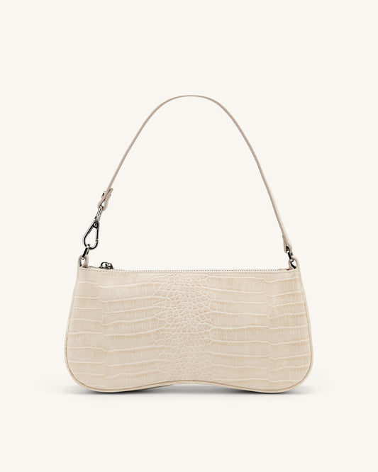 Eva Shoulder Handbag - Ivory Croc | JW PEI