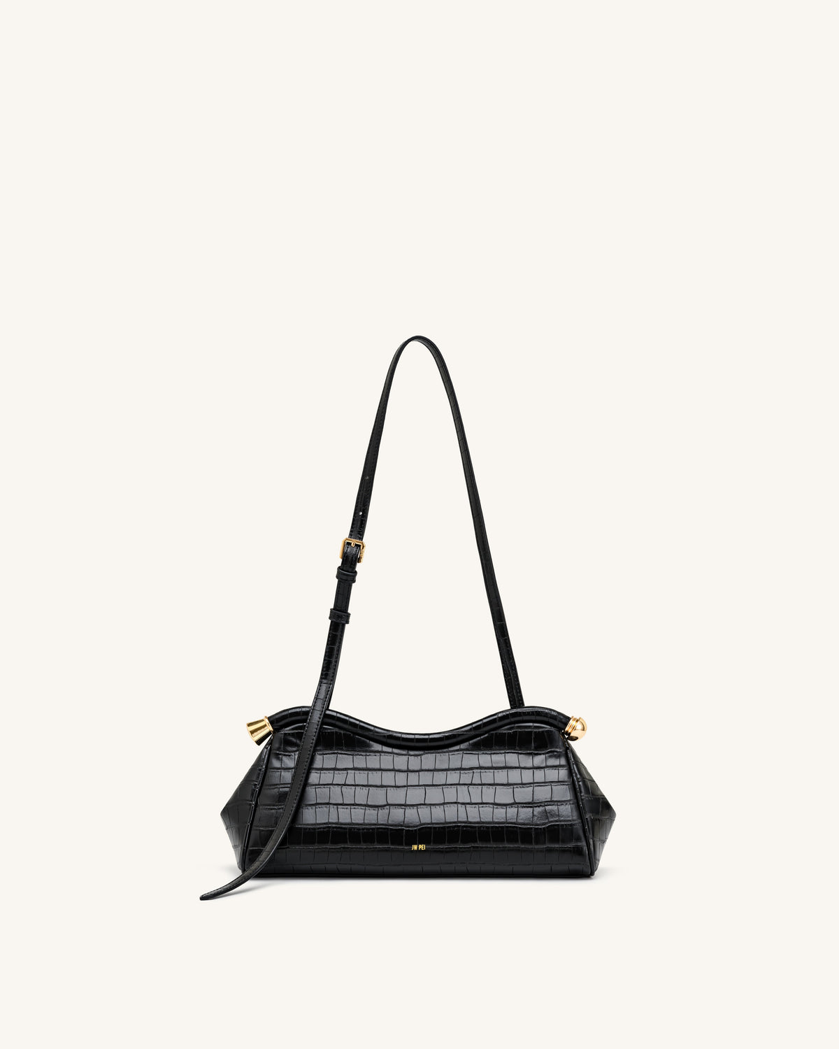 Naomi Curved Shoulder Bag - Black Croc | JW PEI