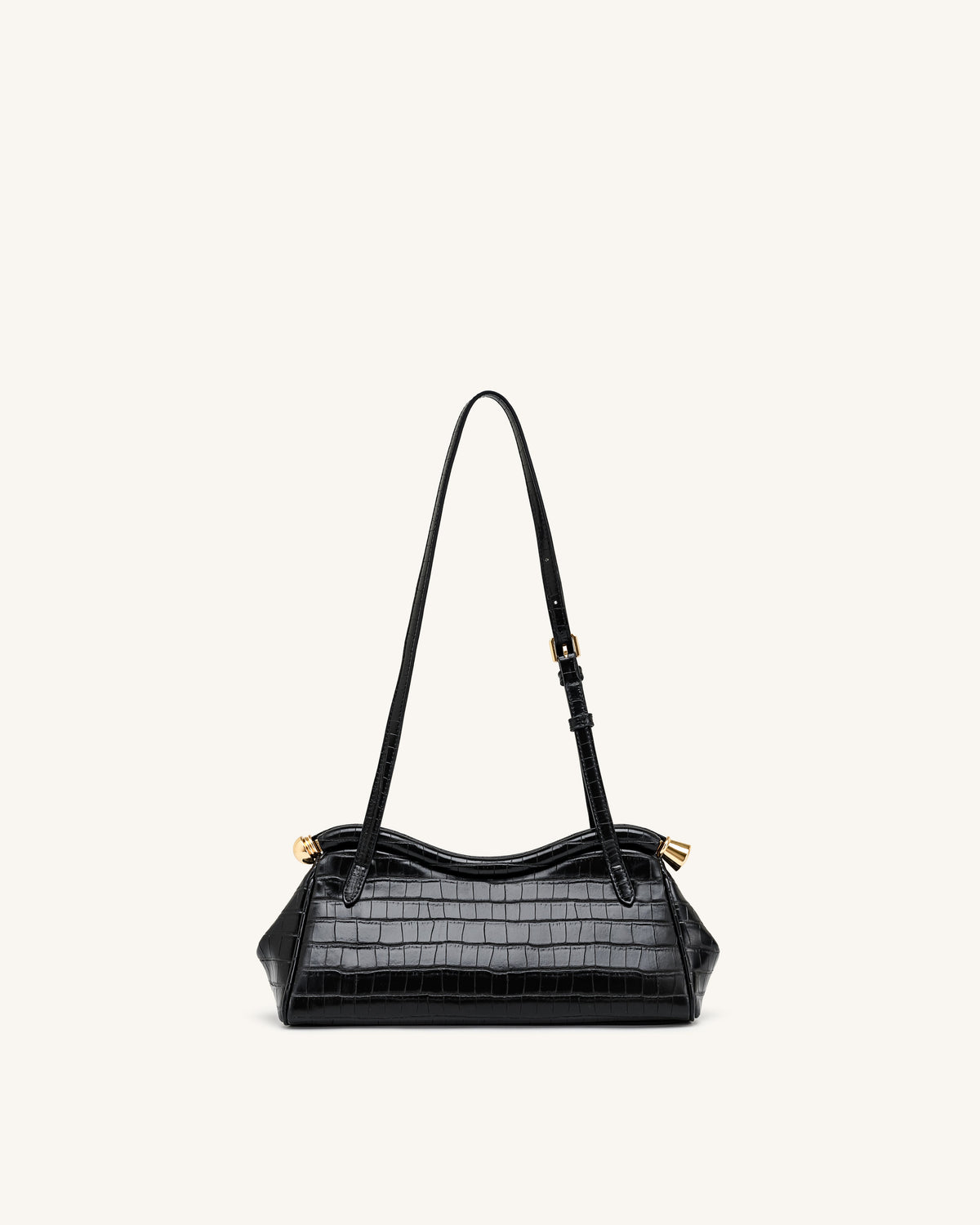 Naomi Curved Shoulder Bag - Black Croc | JW PEI