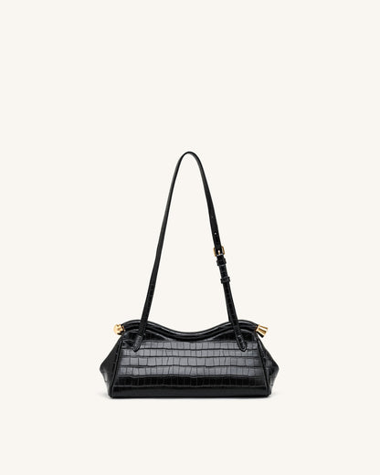 Naomi Curved Shoulder Bag - Black Croc | JW PEI
