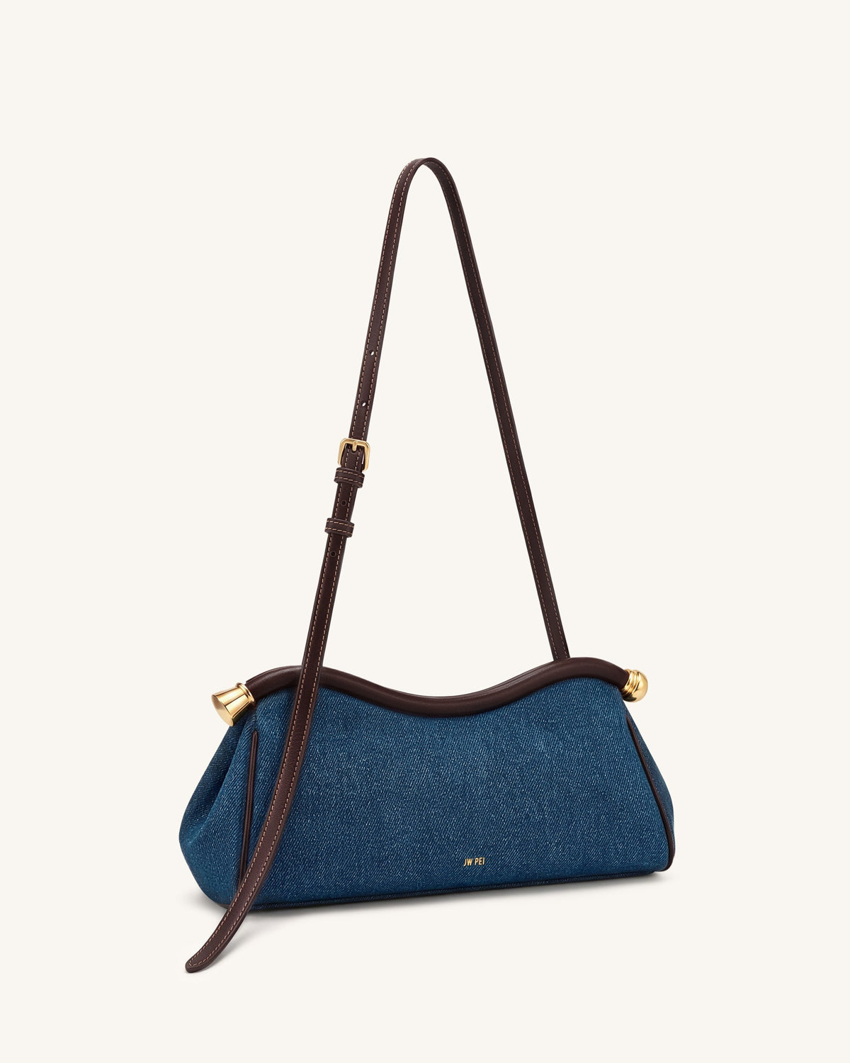 Naomi Curved Shoulder Bag - Blue Denim | JW PEI