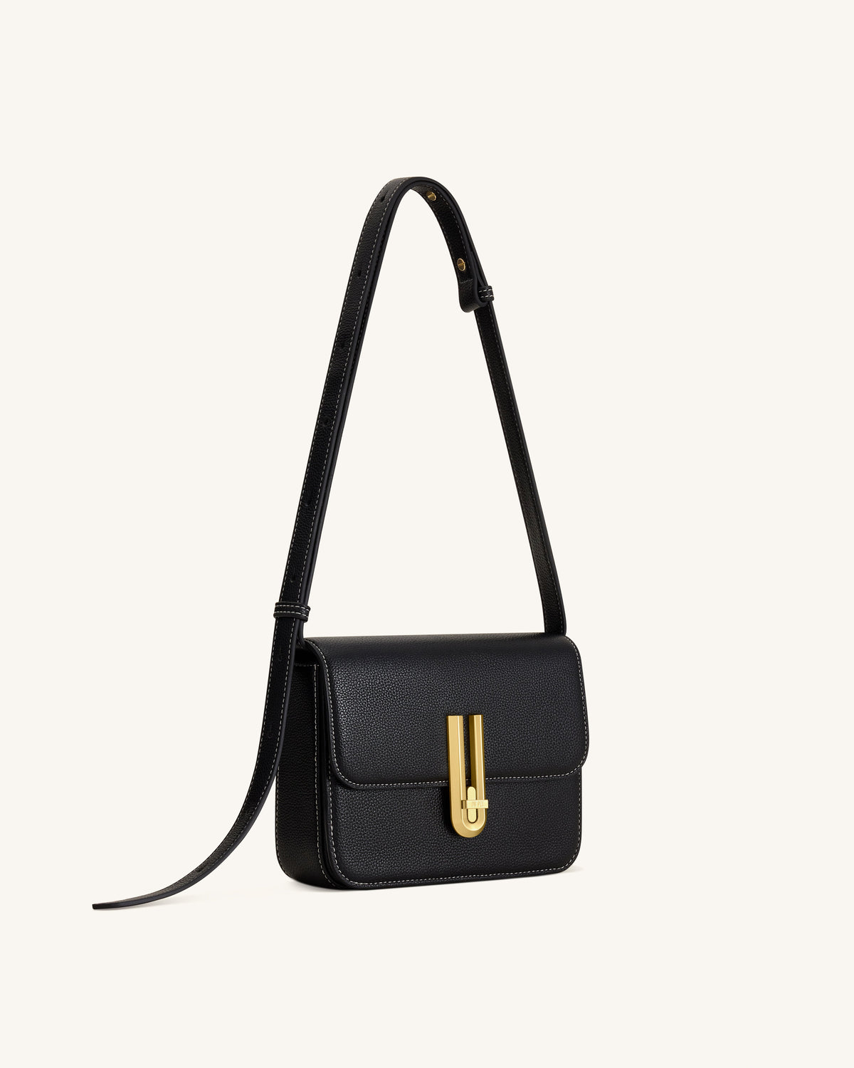 Evania Lock Pebbled Shoulder Bag - Black | JW PEI