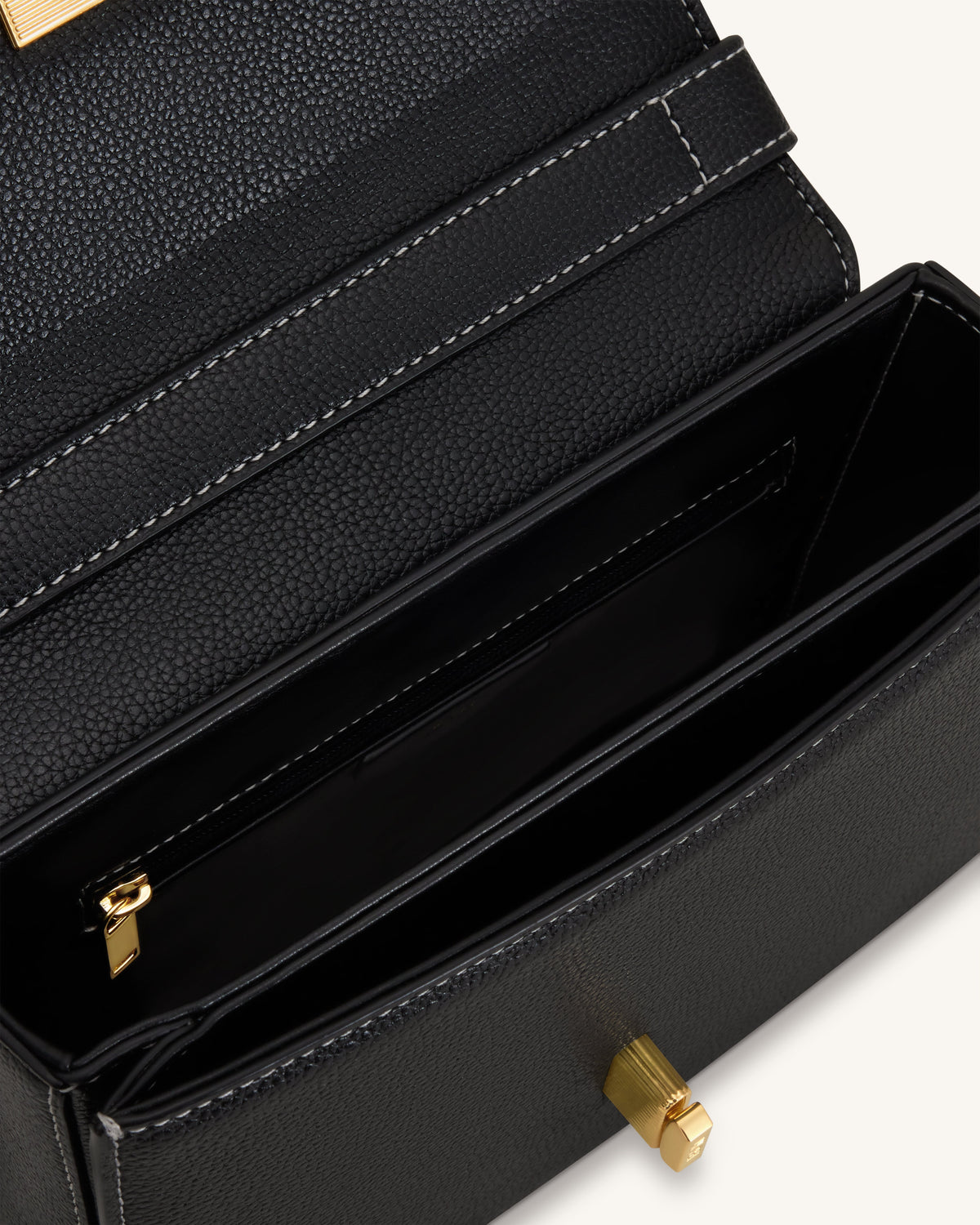 Evania Lock Pebbled Shoulder Bag - Black | JW PEI