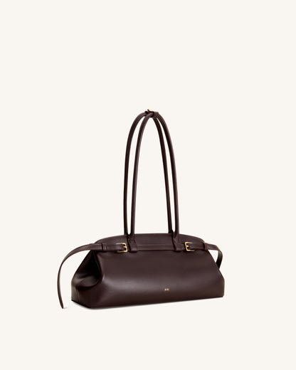 Arden Belt Detail East-West Shoulder Bag - Dark Brown | JW PEI