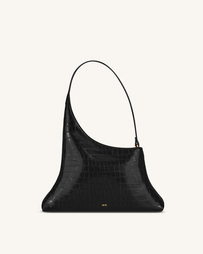 Lyra Shoulder Bag - Black Croc | JW PEI