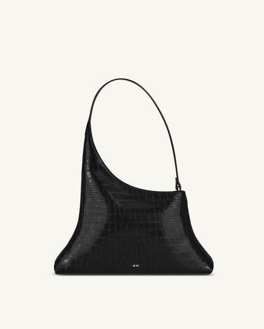 Lyra Shoulder Bag - Black Croc | JW PEI