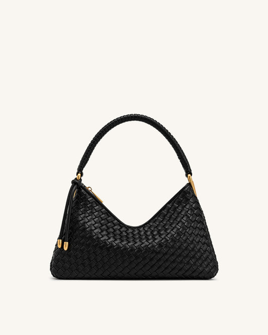 Lorena Woven Shoulder Bag - Black | JW PEI