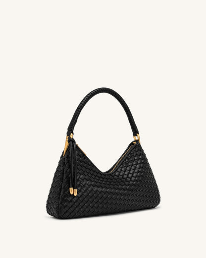 Lorena Woven Shoulder Bag - Black | JW PEI