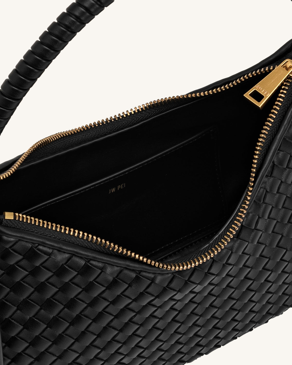 Lorena Woven Shoulder Bag - Black | JW PEI
