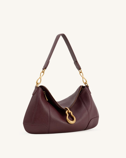 Jayla Metal Pendant Embellished Shoulder Bag - Deep Burgundy | JW PEI