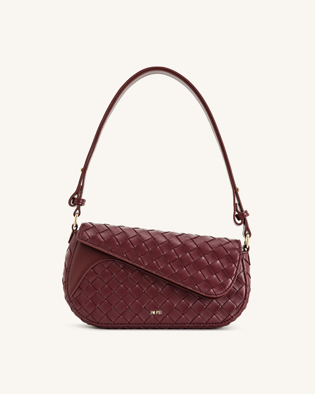 Addisyn Weave Texture Shoulder Bag - Burgundy | JW PEI