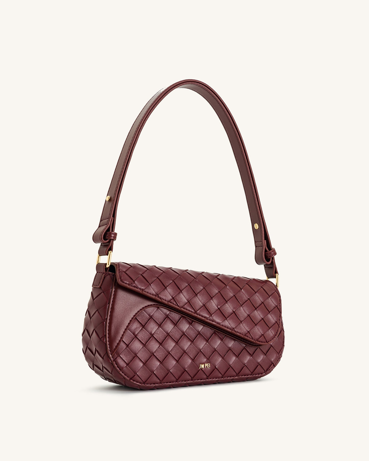 Addisyn Weave Texture Shoulder Bag - Burgundy | JW PEI
