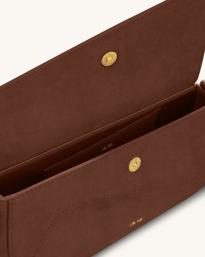 Addisyn Faux Suede Panel Shoulder Bag - Mocha Brown | JW PEI
