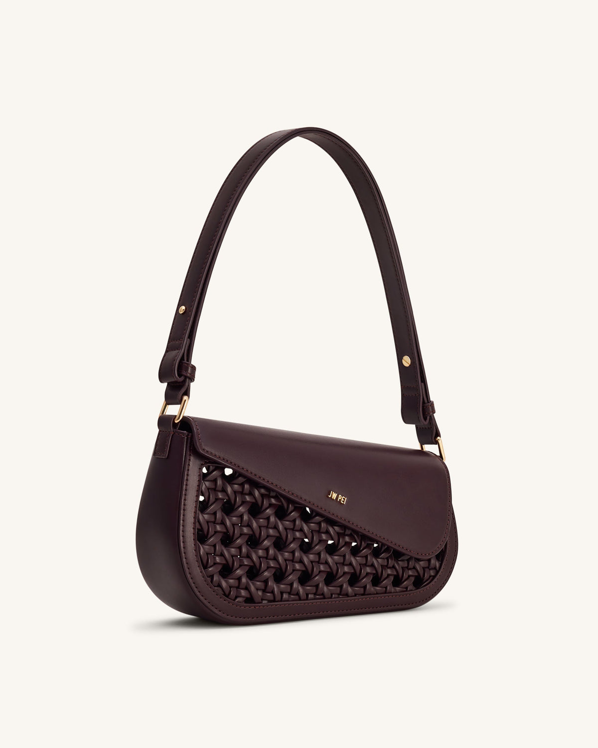 Addisyn Cutout Woven Shoulder Bag - Burgundy | JW PEI