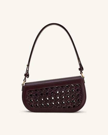 Addisyn Cutout Woven Shoulder Bag - Burgundy | JW PEI