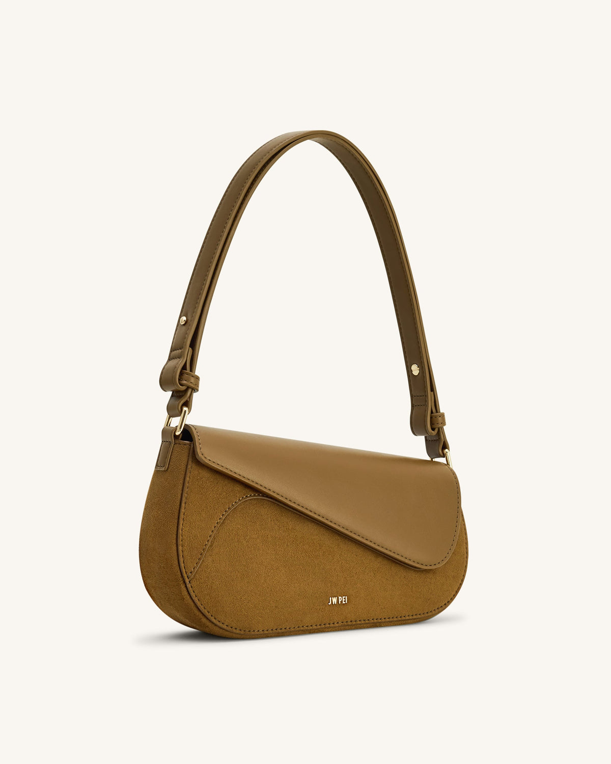 Addisyn Faux Suede Panel Shoulder Bag - Olive | JW PEI