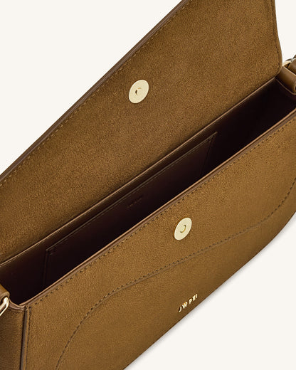 Addisyn Faux Suede Panel Shoulder Bag - Olive | JW PEI