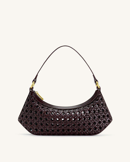 Lily Faux Bamboo Woven Shoulder Bag - Deep Claret | JW PEI