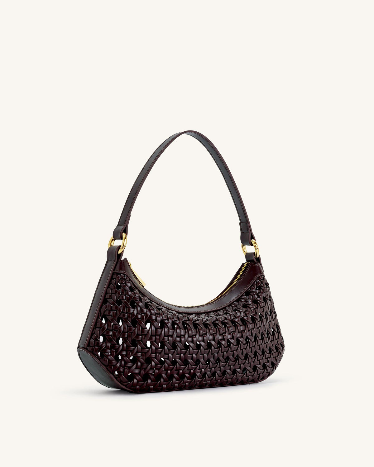 Lily Faux Bamboo Woven Shoulder Bag - Deep Claret | JW PEI