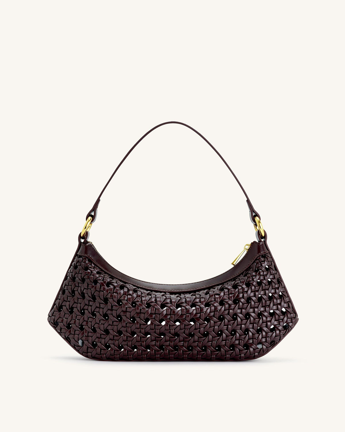 Lily Faux Bamboo Woven Shoulder Bag - Deep Claret | JW PEI