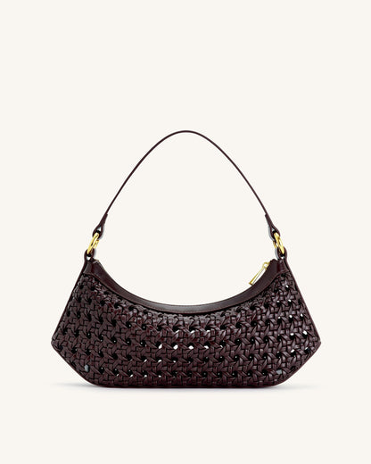 Lily Faux Bamboo Woven Shoulder Bag - Deep Claret | JW PEI