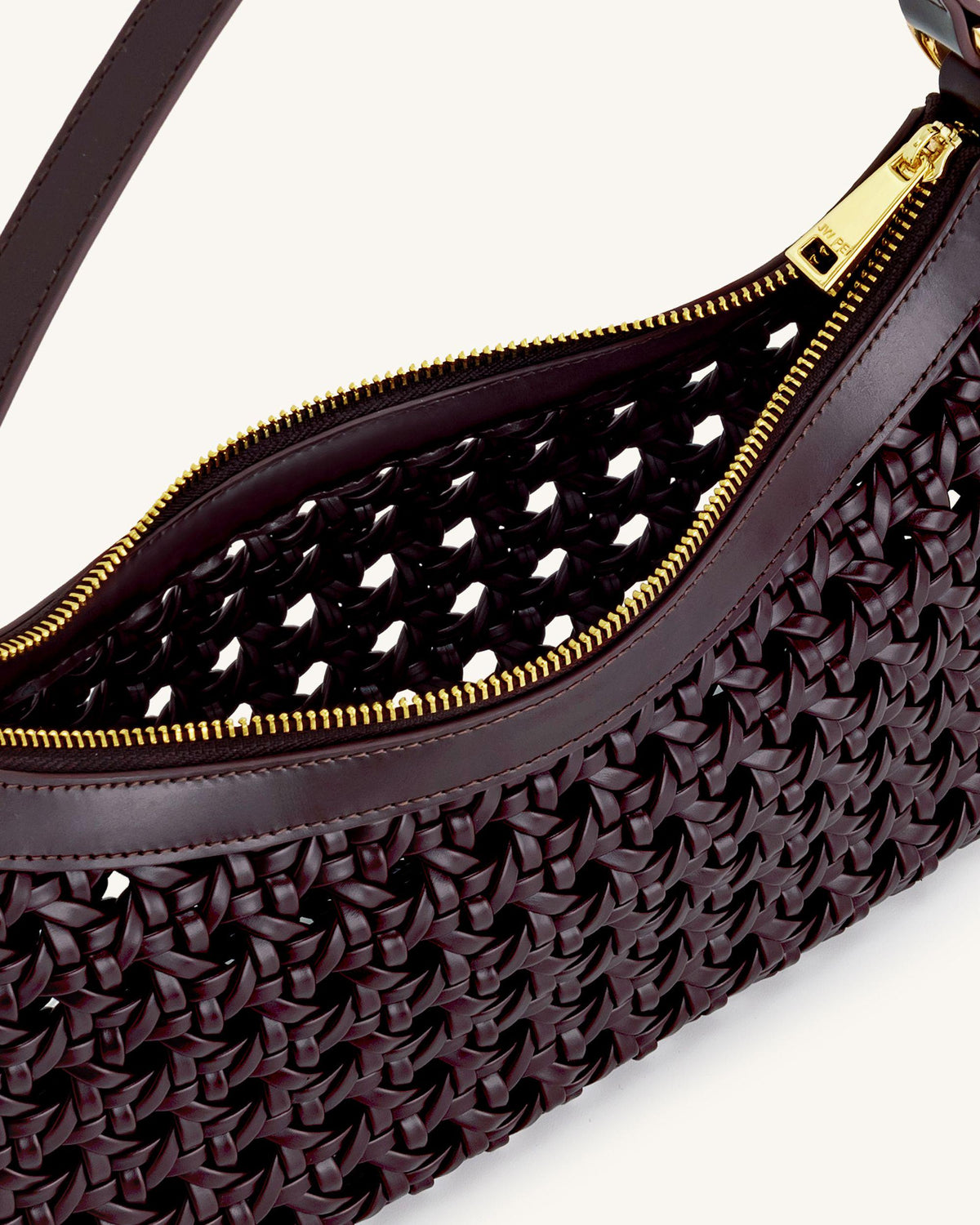 Lily Faux Bamboo Woven Shoulder Bag - Deep Claret | JW PEI