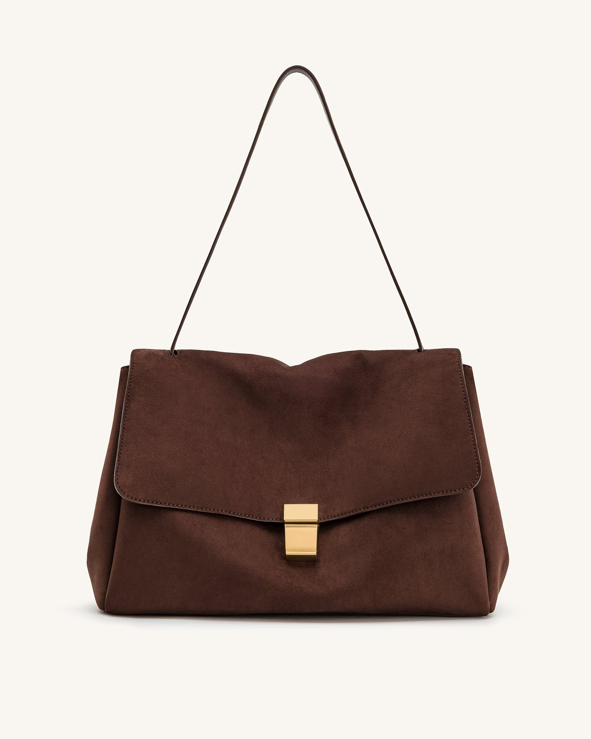 Hilary Faux Suede Shoulder Bag - Dark Brown | JW PEI