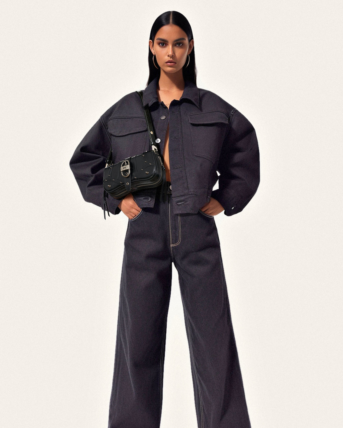 Joy Crushed Shoulder Bag - Black | JW PEI