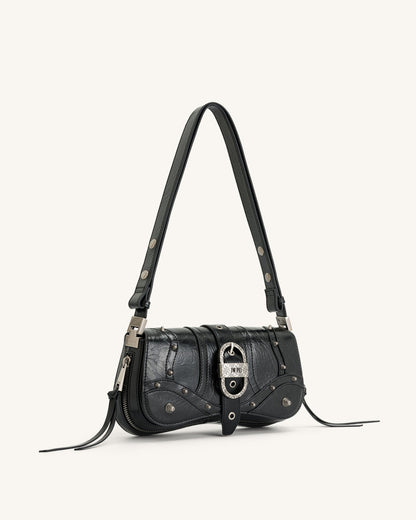 Joy Crushed Shoulder Bag - Black | JW PEI