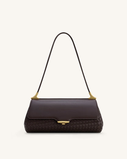 Eloise Woven Shoulder Bag - Dark Brown | JW PEI