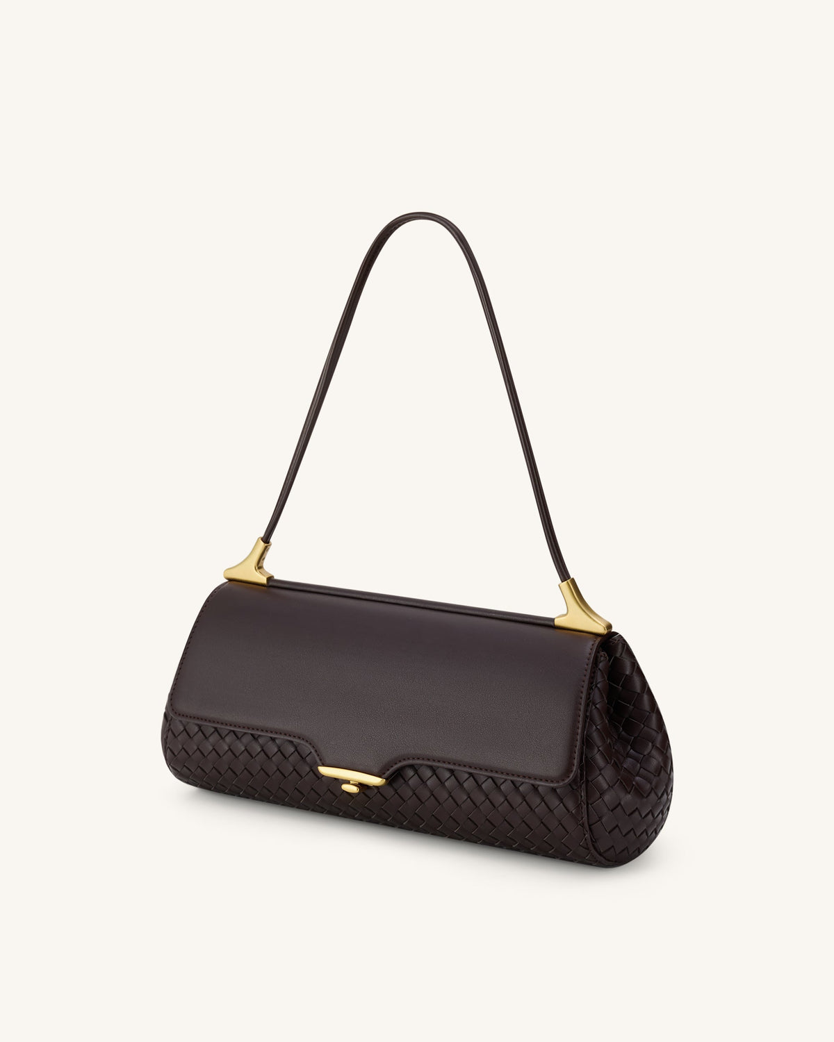 Eloise Woven Shoulder Bag - Dark Brown | JW PEI