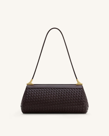 Eloise Woven Shoulder Bag - Dark Brown | JW PEI