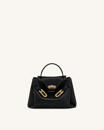Rhea Small Pebbled Double Buckle Shoulder Bag - Black | JW PEI